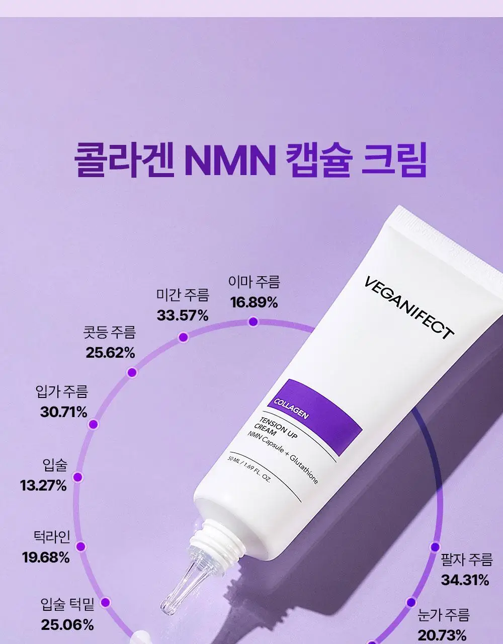 [보습,탄력케어]비건이펙트 콜라겐 NMN 캡슐 크림 50ml 상세페이지 7